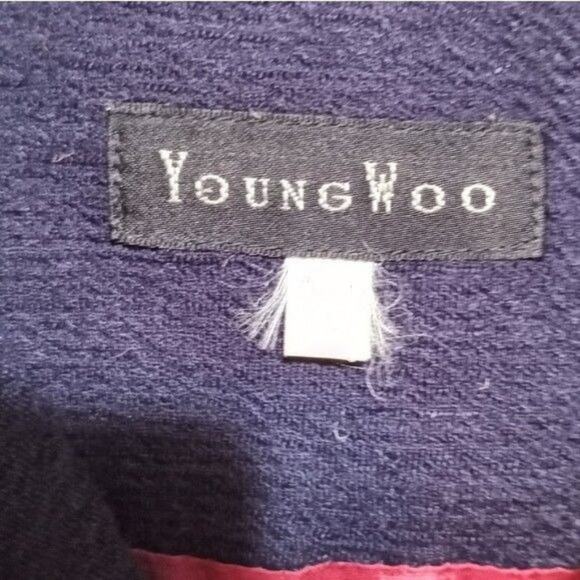 Young Woo Blue Asymmetrical Embroidered Collar Coat Dress XS - Picture 7 of 15